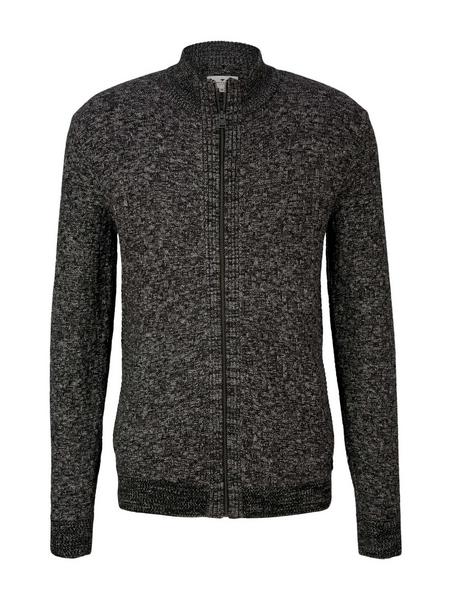 structured zip jacket - 28679/grey mouline structu