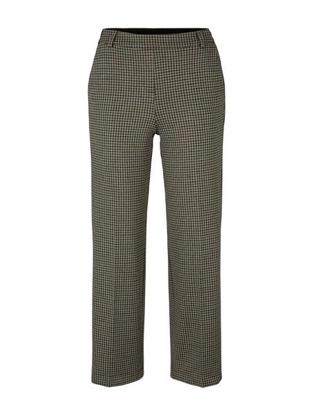 pants checked straight - 28373/beige green small c