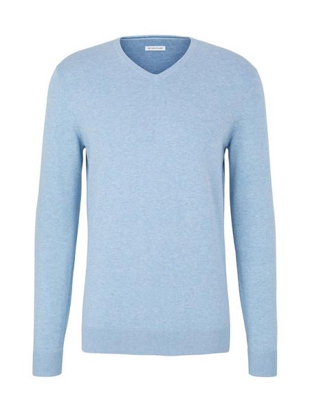 basic v-neck sweater - 21076/blue melange