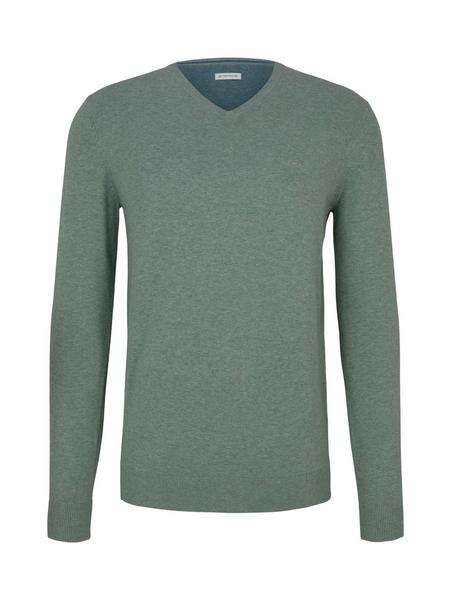 basic v-neck sweater - 28732/dark smoke green mela