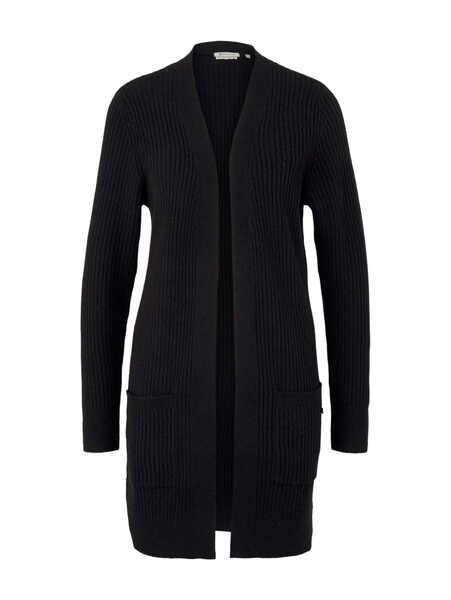 long cozy rib cardigan - 14482/deep black