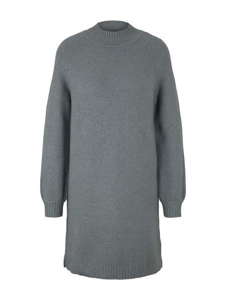 cozy mock neck dress - 28321/grey mint melange