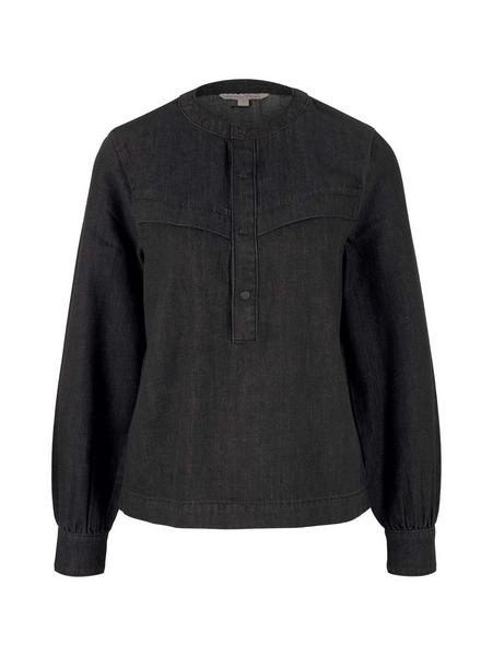 denim henley shirt - 10264/dark stone black denim