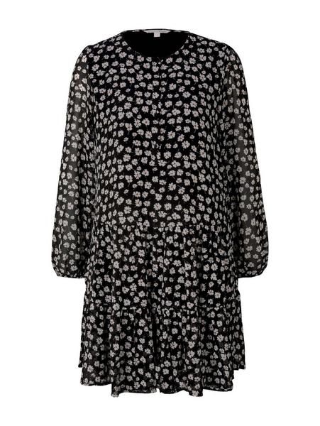 chiffon babydoll dress - 28576/black flower print