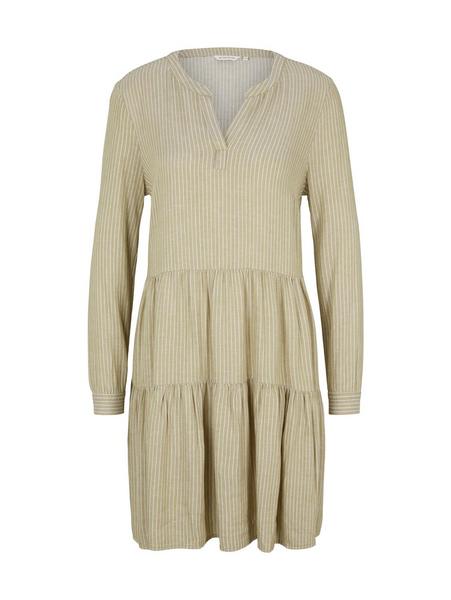 tired dress with linen - 29453/olive white stripe