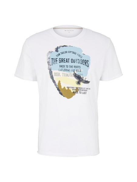 slub t-shirt with print - 20000/White