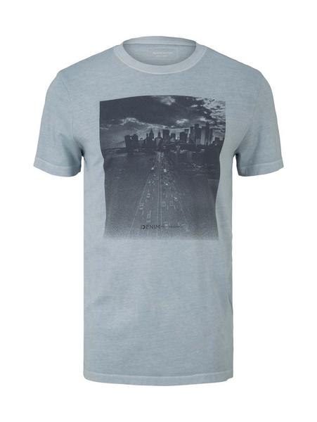 printed garment dyed t-shirt - 15159/Foggy Blue