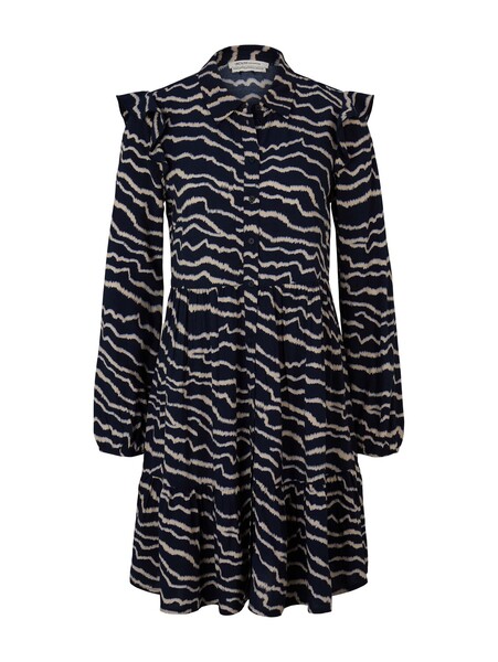 mini dress with ruffle detail - 28945/navy structu