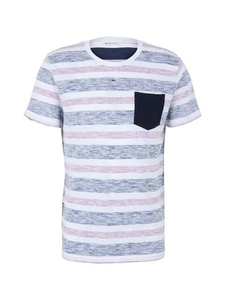 striped t-shirt with pocket - 29193/rose navy insi