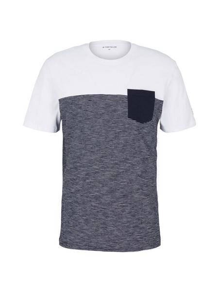 striped t-shirt with cutline - 20000/White