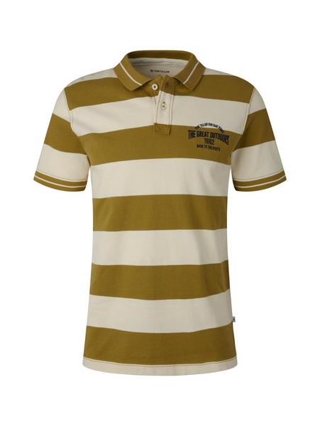 striped polo with embro - 29175/moss cream yarn dy
