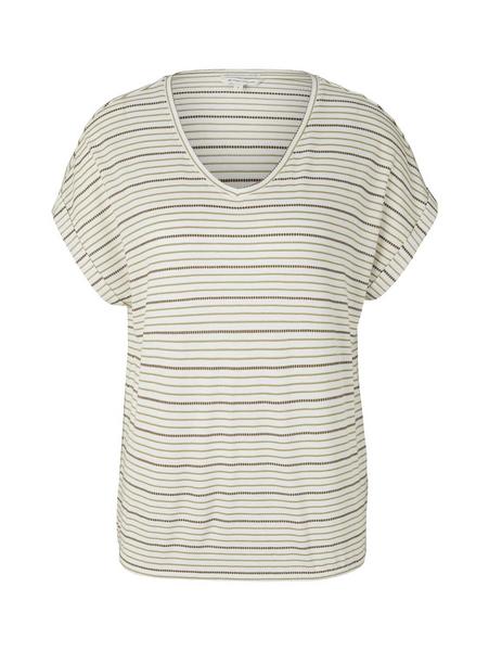 T-shirt structure - 29292/offwhite olive stripe