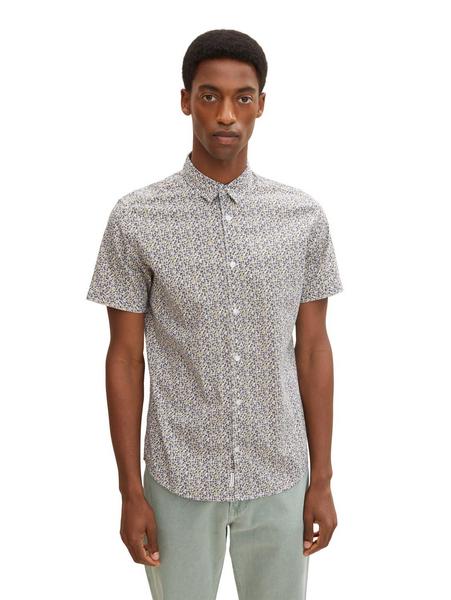 fitted printed stretch shirt - 29048/olive multico