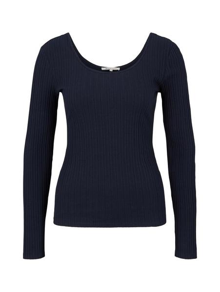 rib longsleeve with low neck - 10668/Sky Captain B