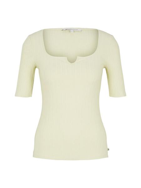 rib tee with notched neck - 29447/soft jade green