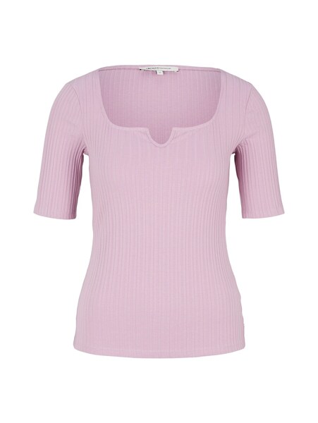 rib tee with notched neck - 28995/soft mauve