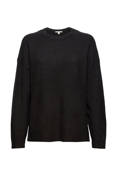 Mit Wolle: softer Rundhals-Pullover mit Melange