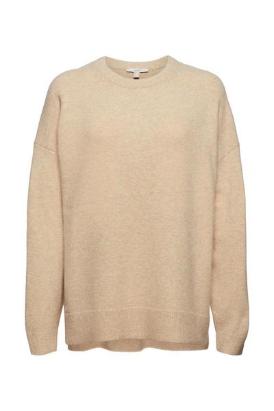Mit Wolle: softer Rundhals-Pullover mit Melange