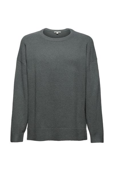 Mit Wolle: softer Rundhals-Pullover mit Melange