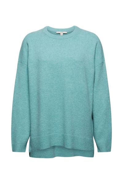 Mit Wolle: softer Rundhals-Pullover mit Melange