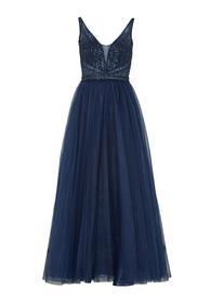 Lange Tüllrobe mit Netzeinsatz