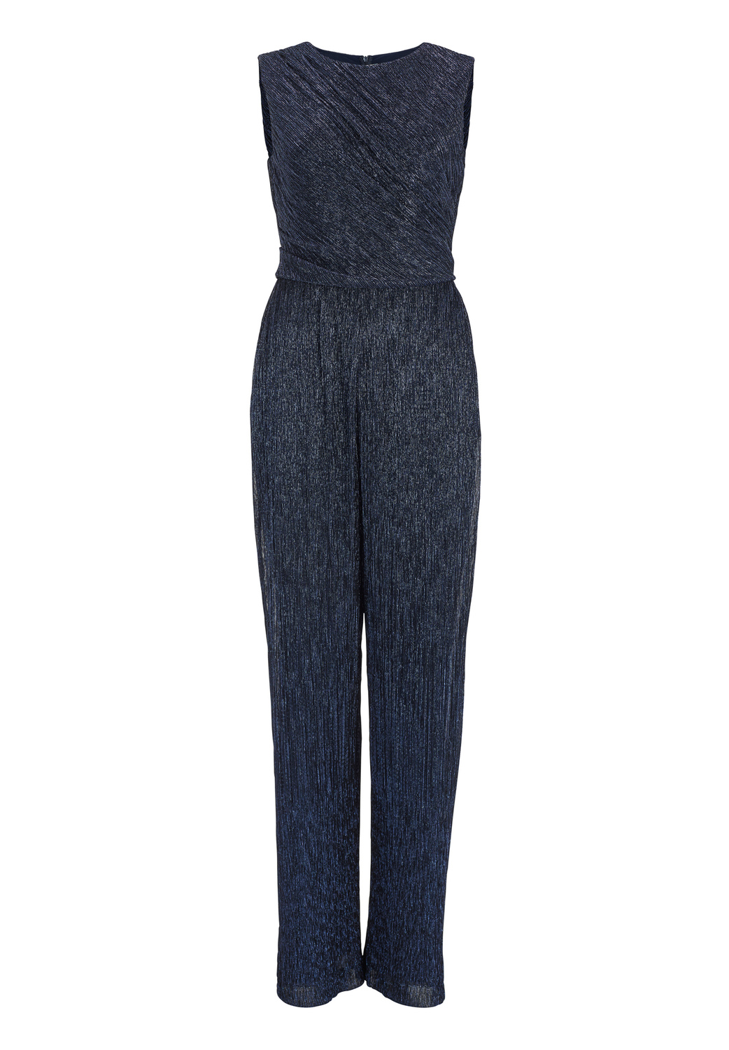 Plissierter Lurex-Jumpsuit ohne Ärm female