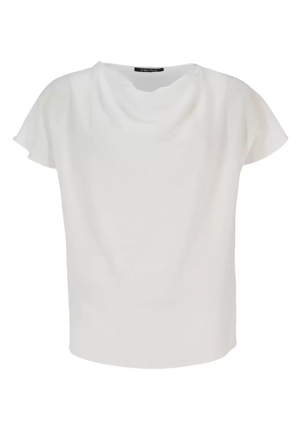 Shirt aus nachhaltigem Satin mit Wasserfall Ausschnitt