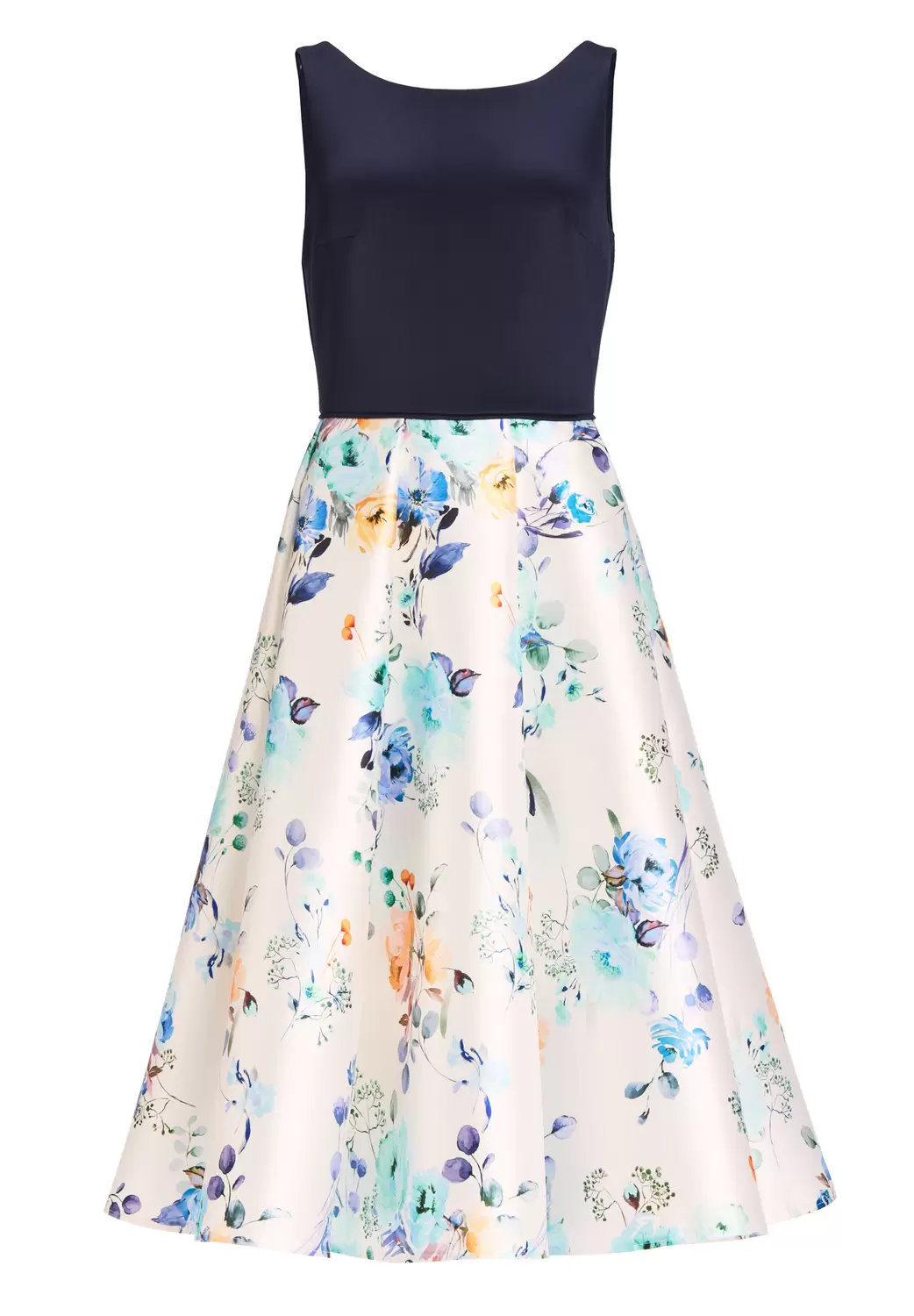 Cocktailkleid aus bedrucktem Twill mit Scuba Oberteil female