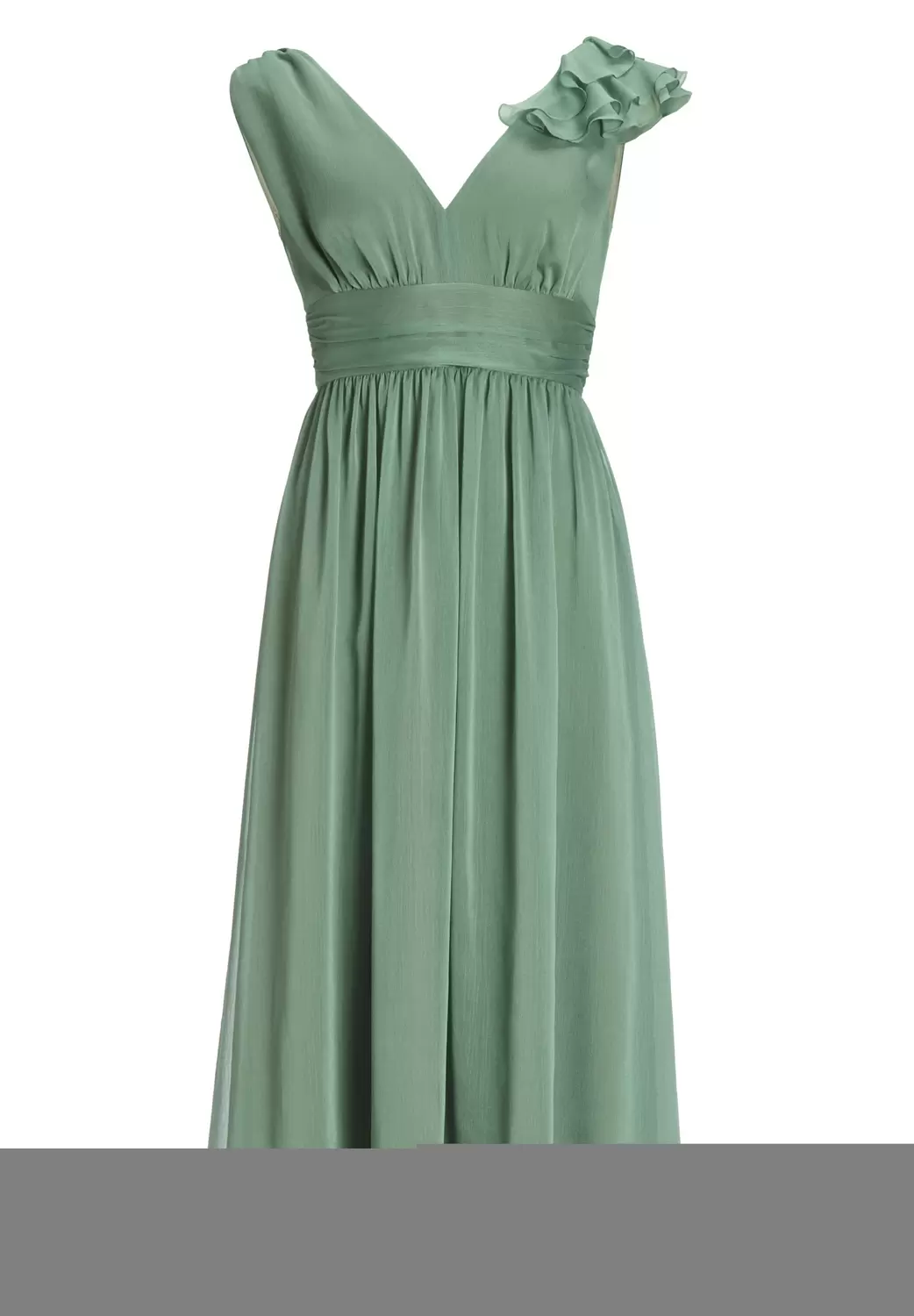 Cocktailkleid aus Crinkle Chiffon mit Volant Detail an der Schulter