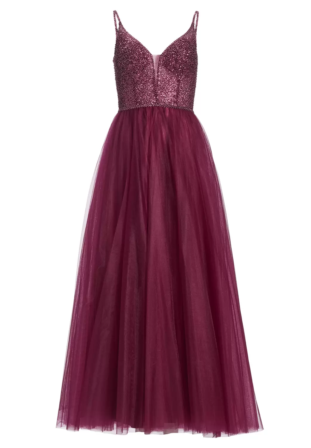 Tüllkleid mit feiner Ziersteinstickerei