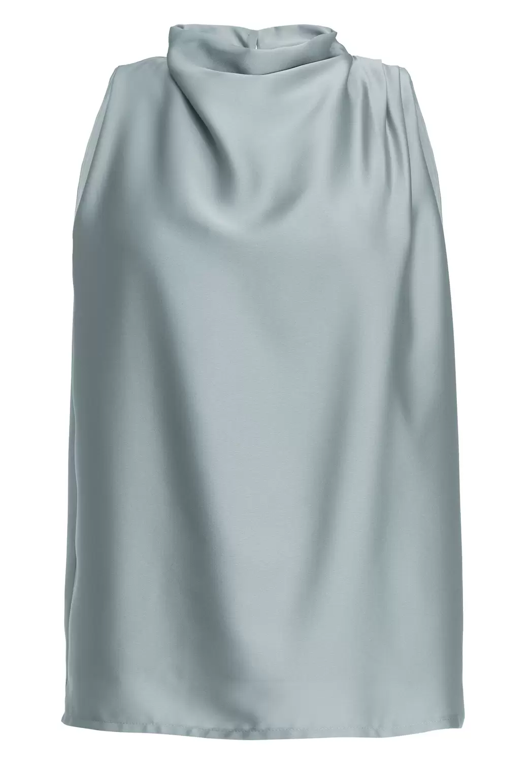 Ärmelloses Top aus nachhaltigem Satin mit Drapierung am Kragen