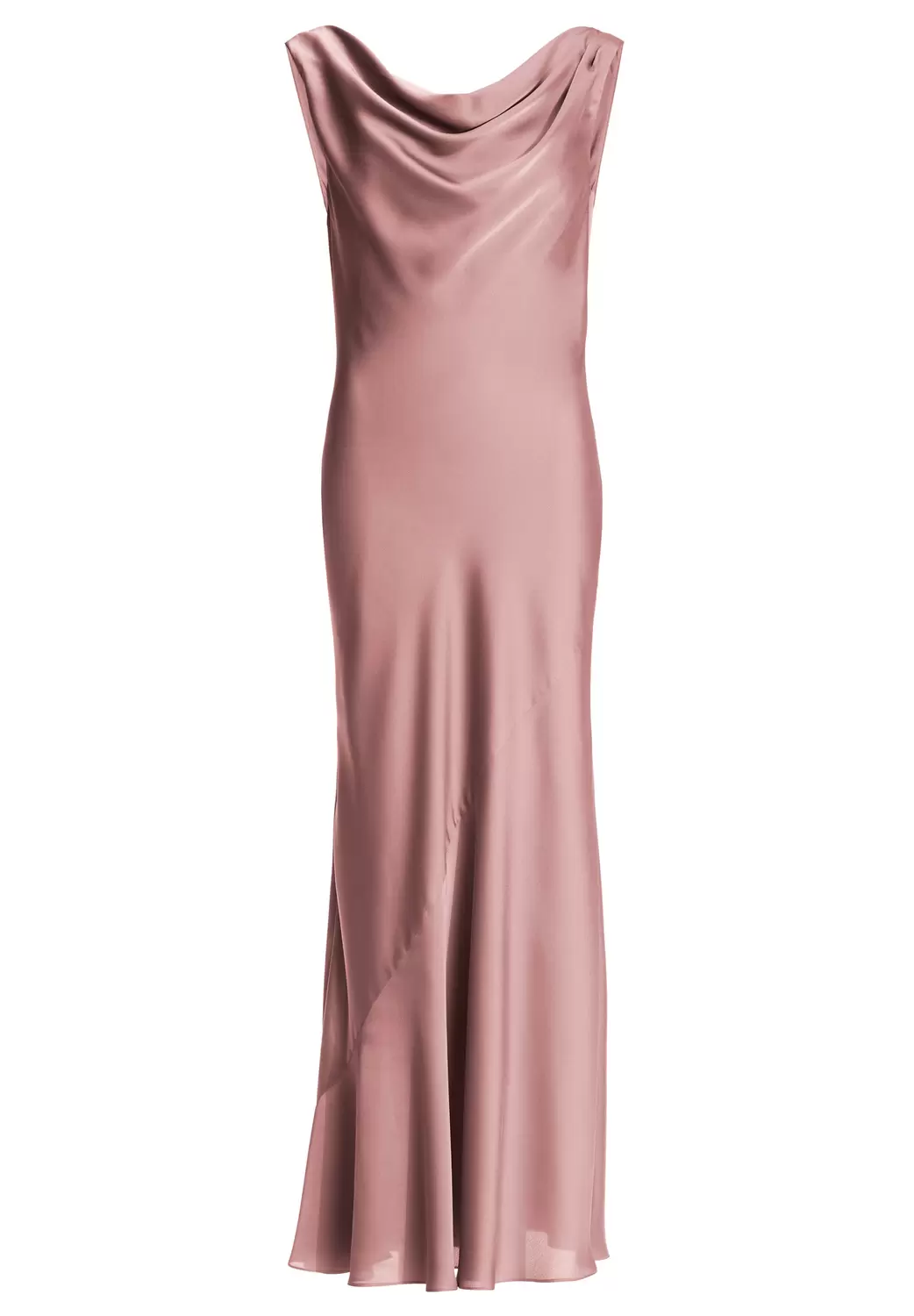 Abendkleid aus nachhaltigem Satin mit Wasserfall Ausschnitt