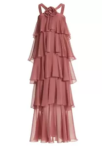Abendkleid aus Crinkle Chiffon mit gestuften Volants