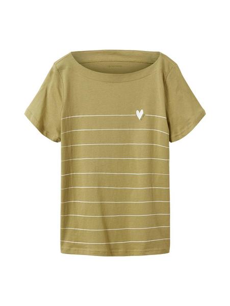 T-shirt boat neck print - 28723/moderate olive
