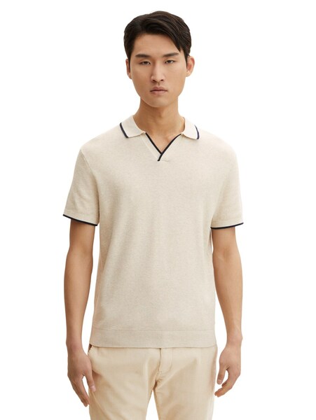 knitted polo shirt - 12034/A Breath Of Light Beige