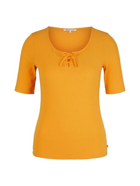 ribbed lacing t-shirt - 11188/Orange Bliss