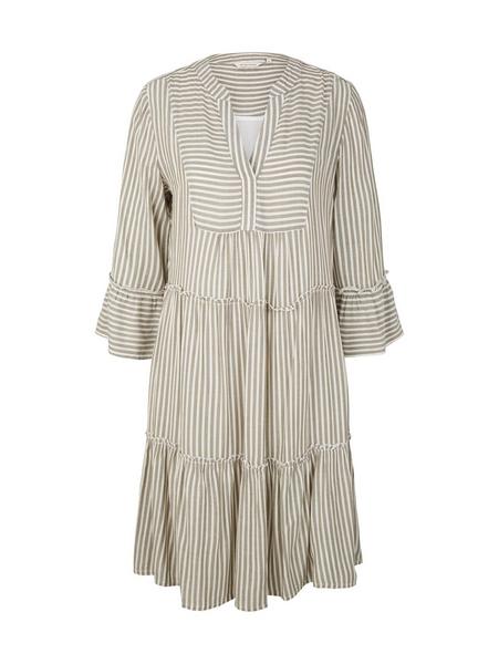 striped tunica dress - 29859/olive white stripe wo