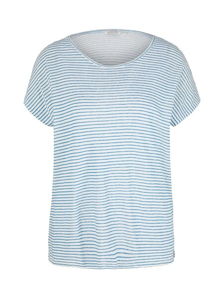 T-shirt wide neck - 29546/blue offwhite thin strip