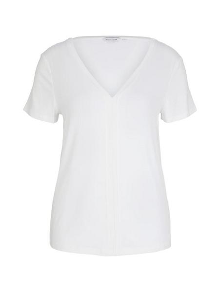 T-shirt rib v-neck - 10315/Whisper White