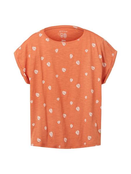 T-shirt crew neck collar - 29560/orange print leaf