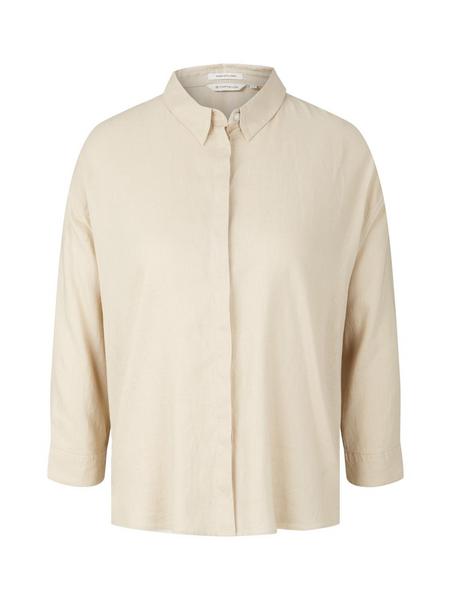 blouse linen mix solid - 29517/sand stone beige