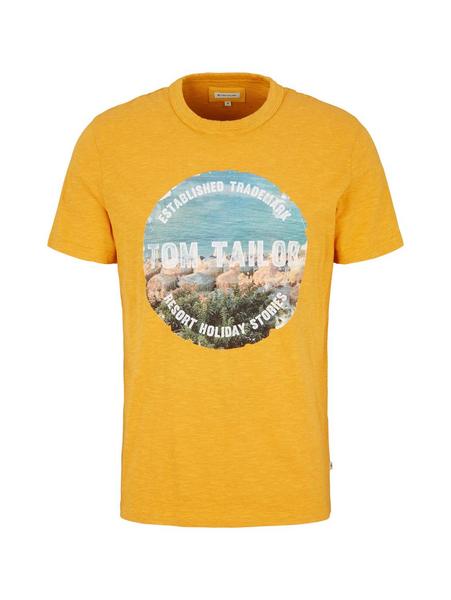washed t-shirt with print - 24135/warm yellow