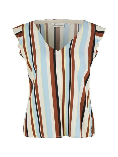 printed v-neck blouse - 29574/multicolor vertical