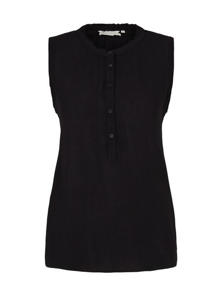 structured henley blouse - 14482/deep black