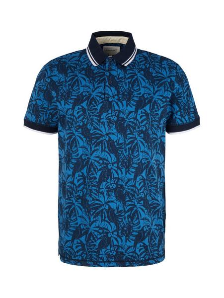 printed polo with tipping - 29582/blue shades trop