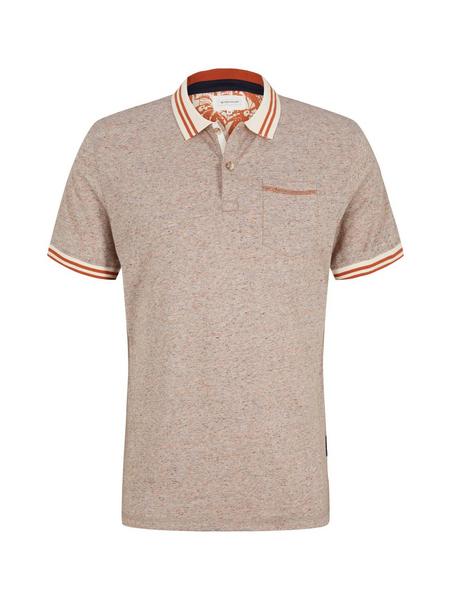 inject t-shirt with collar - 29819/beige brown inj