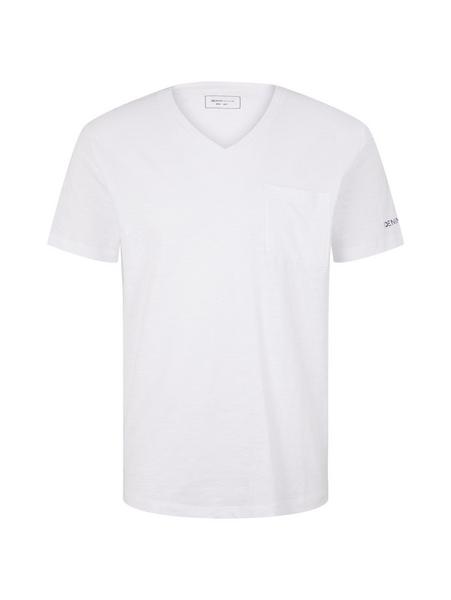 v-neck t-shirt with pocket - 20000/White