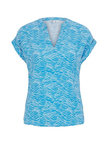 viscose blouse with turn-ups - 29870/blue wave pri