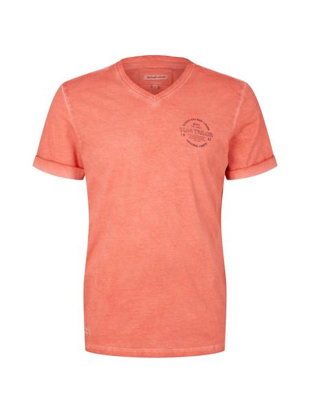 washed v-neck t-shirt - 10395/Porcelain Coral