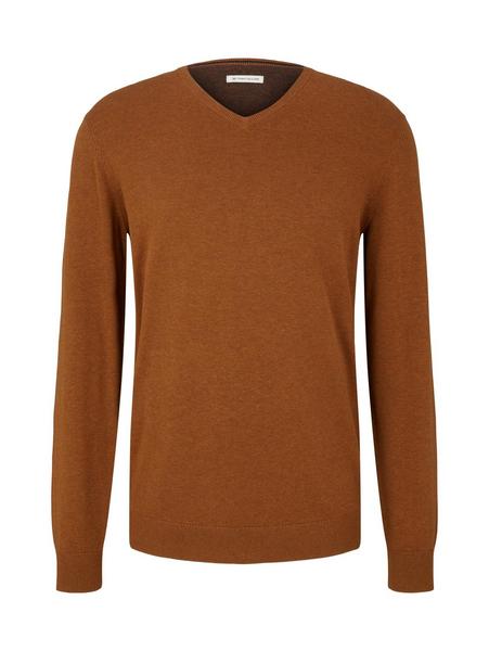basic v-neck sweater - 30313/equestrian brown mela